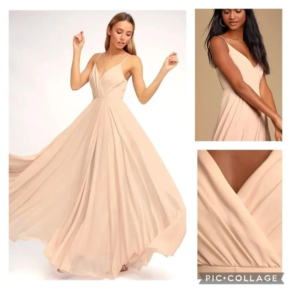 Lulus All About Love Blush Pink Full Length Formal Prom Wedding Dress Size XS - Picture 2 of 15